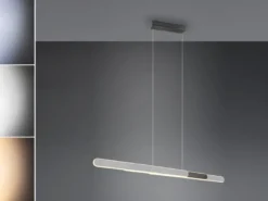 LED Pendelleuchte HELIOS Silber dimmbar & ausziehbar, max. Breite 130cm