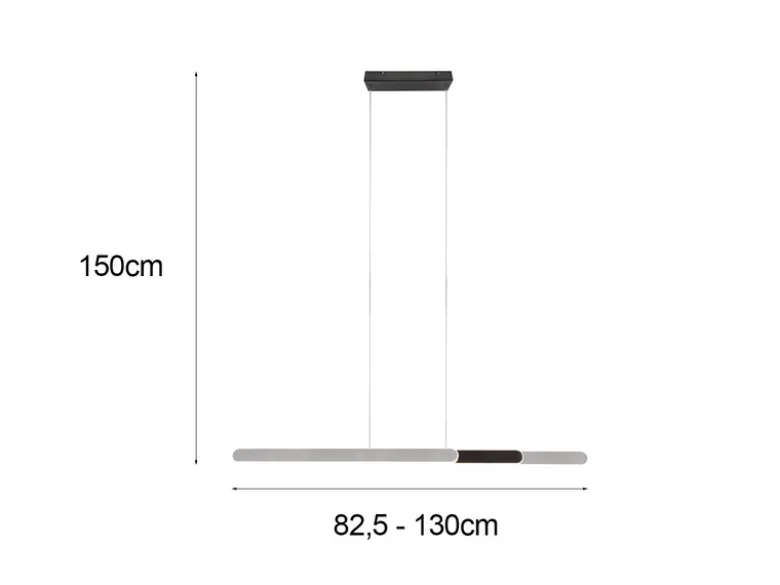 LED Pendelleuchte HELIOS Silber dimmbar & ausziehbar, max. Breite 130cm