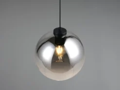 LED Pendelleuchte höhenverstellbar 1-flammig mit Rauchglas Kugel, Ø 25cm