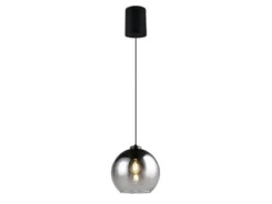 LED Pendelleuchte höhenverstellbar 1-flammig mit Rauchglas Kugel, Ø 25cm