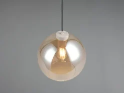 LED Pendelleuchte höhenverstellbar 1-flammig mit Glaskugel Bernstein, Ø 25cm
