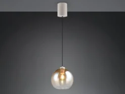 LED Pendelleuchte höhenverstellbar 1-flammig mit Glaskugel Bernstein, Ø 25cm