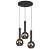 LED Pendelleuchte Industrial 3-flammig Rauchglas-Kugeln, Ø 45cm