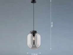 LED Pendelleuchte Industrial einflammig Rauchglas - Glaskugel, Ø 18cm