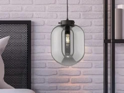 LED Pendelleuchte Industrial einflammig Rauchglas - Glaskugel, Ø 18cm