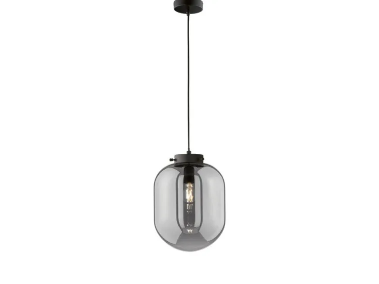 LED Pendelleuchte Industrial einflammig Rauchglas - Glaskugel, Ø 18cm
