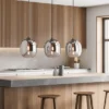 LED Pendelleuchte Industrial 3 flammig mit Rauchglas Glaskugeln - Länge 95cm