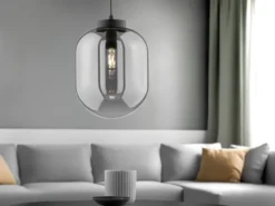 LED Pendelleuchte Industrial 1-flammig Rauchglas Glaskugel, Ø 24cm