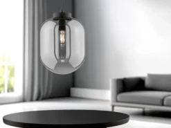 LED Pendelleuchte Industrial 1-flammig Rauchglas Glaskugel, Ø 24cm
