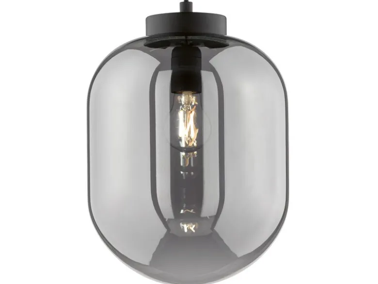 LED Pendelleuchte Industrial 1-flammig Rauchglas Glaskugel, Ø 24cm