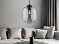 LED Pendelleuchte Industrial 1-flammig Rauchglas Glaskugel, Ø 24cm