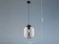 LED Pendelleuchte Industrial 1-flammig Rauchglas Glaskugel, Ø 24cm