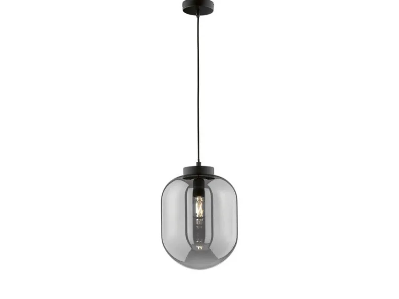LED Pendelleuchte Industrial 1-flammig Rauchglas Glaskugel, Ø 24cm