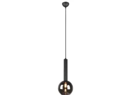 LED Pendelleuchte Industrial einflammig Rauchglas - Glaskugel, Ø 20cm