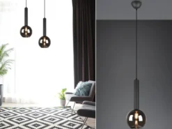 LED Pendelleuchte Industrial einflammig Rauchglas - Glaskugel, Ø 20cm