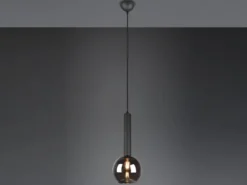 LED Pendelleuchte Industrial einflammig Rauchglas - Glaskugel, Ø 20cm