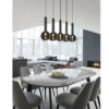 LED Pendelleuchte Industrial 5 flammig mit Rauchglas Kugeln, Breite 115cm
