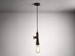 LED Pendelleuchte in Industrial Wasserrohr Rostoptik, Höhe 120cm