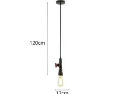 LED Pendelleuchte in Industrial Wasserrohr Rostoptik, Höhe 120cm