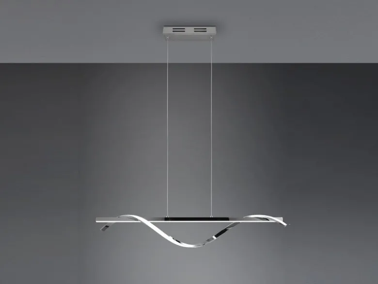 LED Pendelleuchte ISABEL Spirale in Chrom, 3 Stufen Dimmer, Breite 100cm