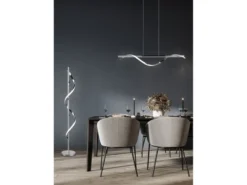 LED Pendelleuchte ISABEL Spirale in Chrom, 3 Stufen Dimmer, Breite 100cm