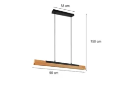 LED Pendelleuchte KERALA dimmbar Holzbrett naturbelassen, Breite 90cm