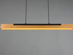 LED Pendelleuchte KERALA dimmbar Holzbrett naturbelassen, Breite 90cm