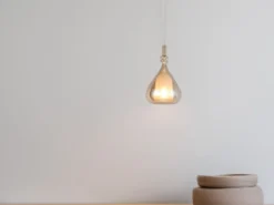 LED Pendelleuchte klein 1-flammig mit Glasschirm Bernsteinfarbig, Ø 16cm
