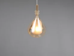 LED Pendelleuchte klein 1-flammig mit Glasschirm Bernsteinfarbig, Ø 16cm