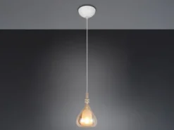 LED Pendelleuchte klein 1-flammig mit Glasschirm Bernsteinfarbig, Ø 16cm