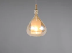 LED Pendelleuchte klein 1-flammig mit Glasschirm Bernsteinfarbig, Ø 16cm