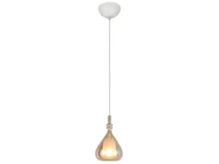 LED Pendelleuchte klein 1-flammig mit Glasschirm Bernsteinfarbig, Ø 16cm