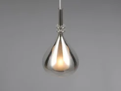 LED Pendelleuchte klein 1-flammig mit Rauchglas Chrom verspiegelt, Ø 16cm