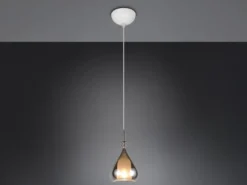 LED Pendelleuchte klein 1-flammig mit Rauchglas Chrom verspiegelt, Ø 16cm