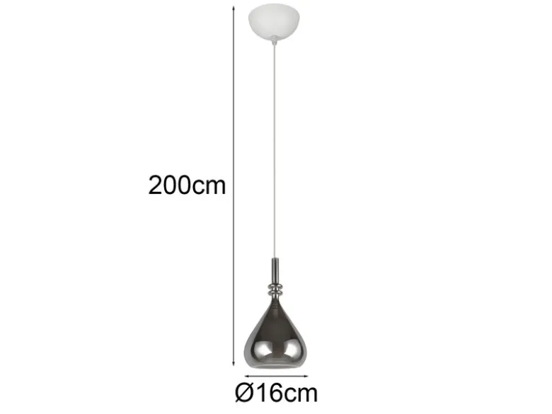 LED Pendelleuchte klein 1-flammig mit Rauchglas Chrom verspiegelt, Ø 16cm