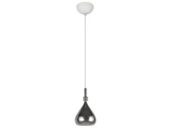 LED Pendelleuchte klein 1-flammig mit Rauchglas Chrom verspiegelt, Ø 16cm