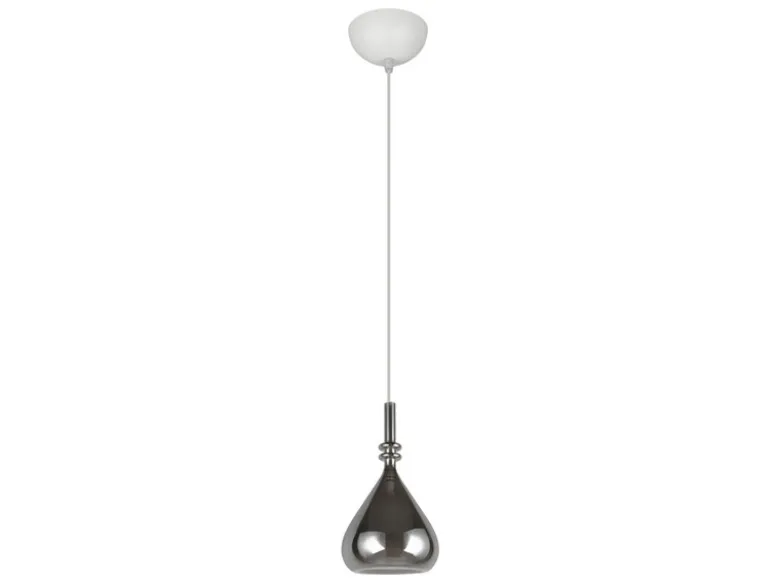 LED Pendelleuchte klein 1-flammig mit Rauchglas Chrom verspiegelt, Ø 16cm