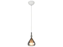 LED Pendelleuchte klein 1-flammig mit Rauchglas Chrom verspiegelt, Ø 16cm