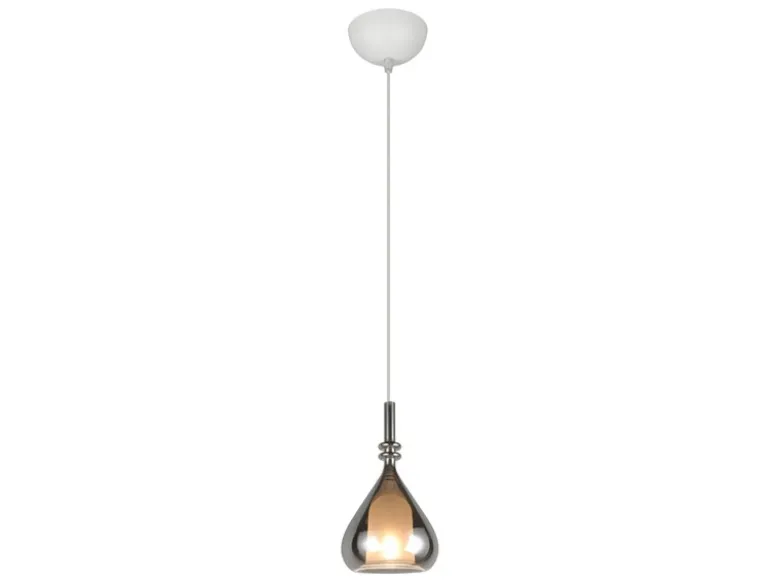LED Pendelleuchte klein 1-flammig mit Rauchglas Chrom verspiegelt, Ø 16cm