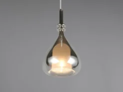 LED Pendelleuchte klein 1-flammig mit Rauchglas Chrom verspiegelt, Ø 16cm