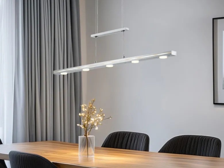 LED Pendelleuchte LACAL Silber dimmbar & höhenverstellbar, Breite 100cm