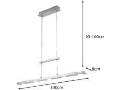 LED Pendelleuchte LACAL Silber dimmbar & höhenverstellbar, Breite 100cm