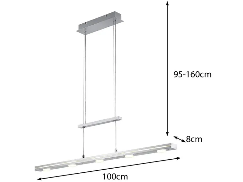 LED Pendelleuchte LACAL Silber dimmbar & höhenverstellbar, Breite 100cm