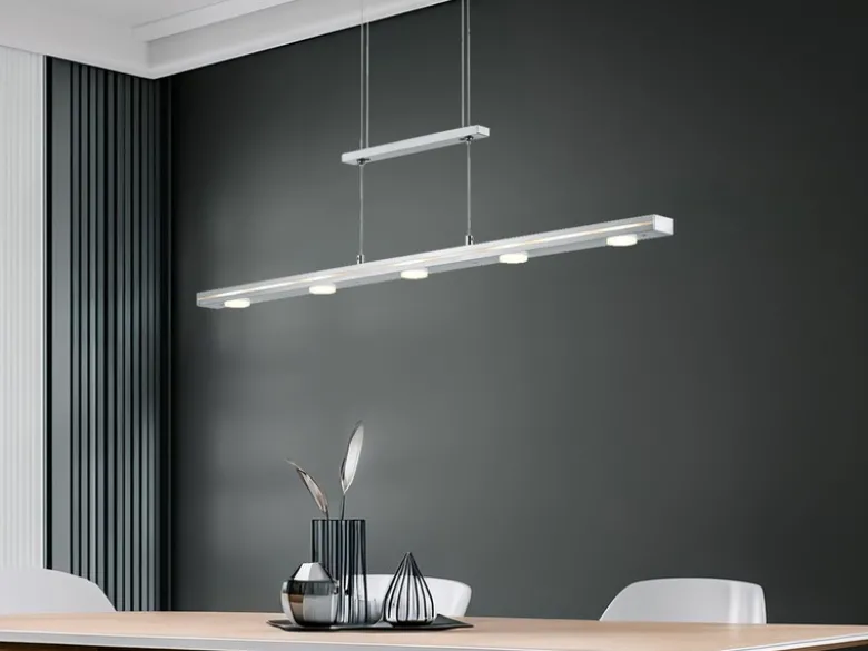 LED Pendelleuchte LACAL Silber dimmbar & höhenverstellbar, Breite 100cm