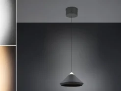 LED Pendelleuchte LAGUNA 1-flammig, höhenverstellbar, Schwarz Ø 30cm