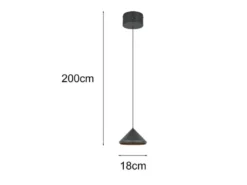 LED Pendelleuchte LAGUNA 1-flammig, höhenverstellbar, Schwarz Ø 18cm