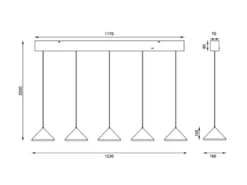 LED Pendelleuchte LAGUNA 5-flammig, höhenverstellbar, Coffee, Breite 123cm