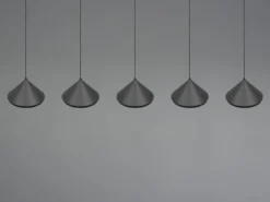 LED Pendelleuchte LAGUNA 5-flammig, höhenverstellbar, Schwarz, Breite 123cm