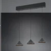 LED Pendelleuchte LAGUNA 3-flammig, höhenverstellbar, Schwarz, Breite 70cm