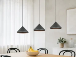 LED Pendelleuchte LAGUNA 3-flammig, höhenverstellbar, Schwarz, Breite 70cm